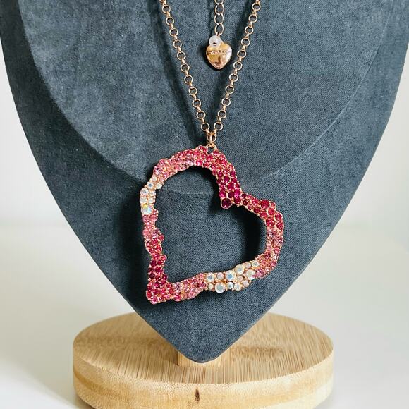 Betsey Johnson “Not Your Babe” Heart Necklace in Rose Gold - Picture 2 of 7